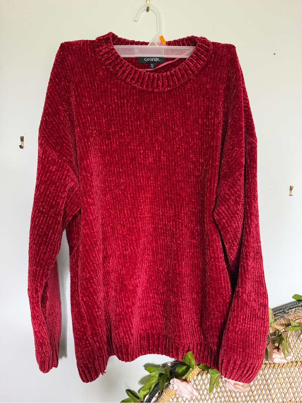 George Plush Chenille Crewneck Sweater - Deep Red
